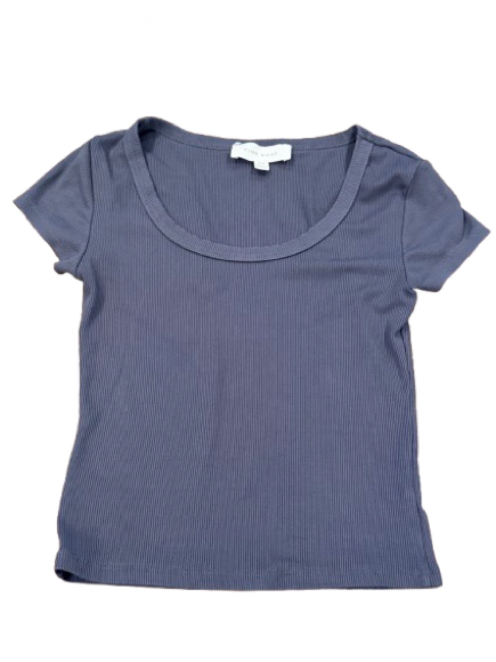 Pink Rose Women’s Scoop Neck Ribbed Short Sleeve Top Steel Blue Size Extra Small
